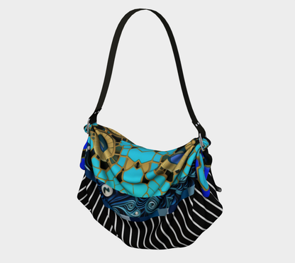 Bolso tipo bufanda hobo azul andaluz Atlantis a rayas diplomáticas