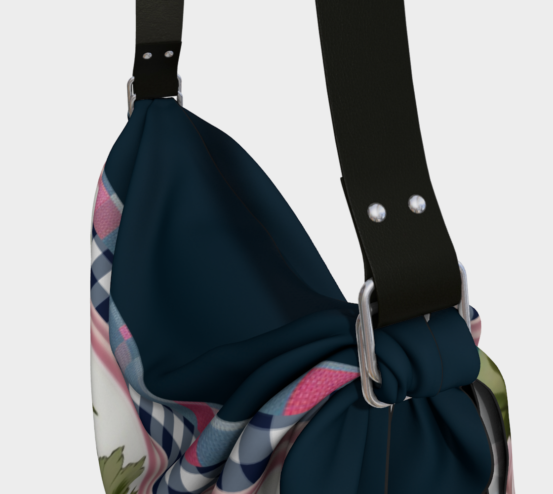 Bolso tipo bufanda tipo hobo con cuadros florales y rosas de repollo rosa