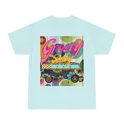 ¡Bebé maravilloso! Camiseta unisex de peso pesado de autobús de viaje vintage