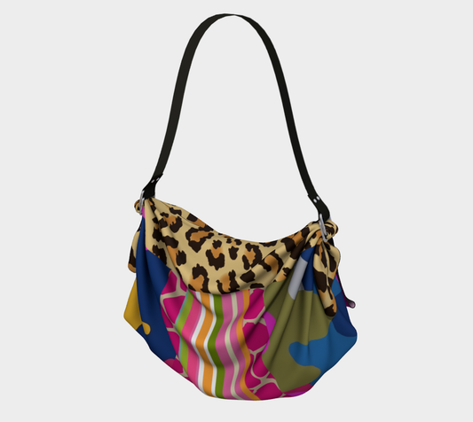 Bolso hobo con bufanda y bufanda a rayas de guepardo y camuflaje de Jigsaw en rosa fuerte