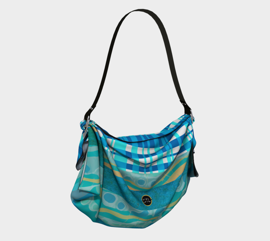 Bolso hobo con bufanda y rayas abstractas Malibu Shores en azul