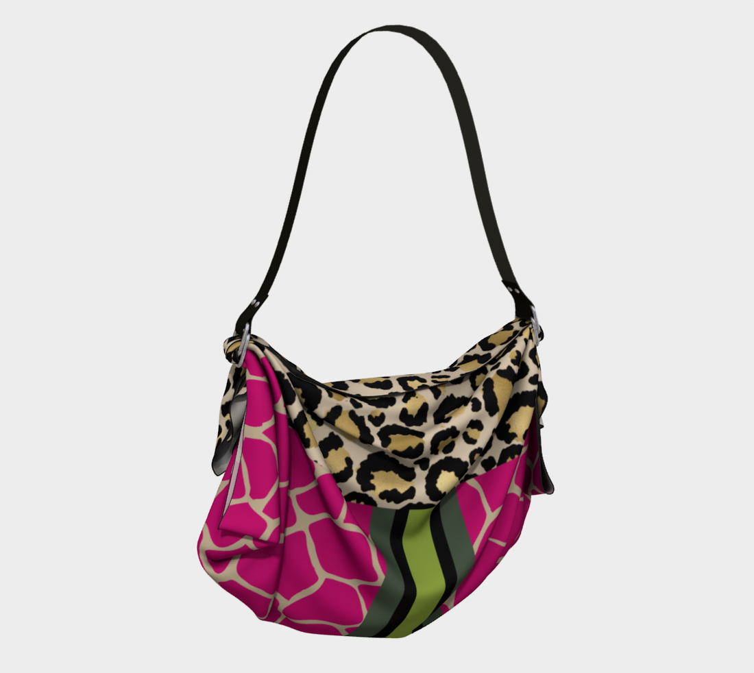 Cheetah Time Bolso Hobo con bufanda y jirafa a rayas neón