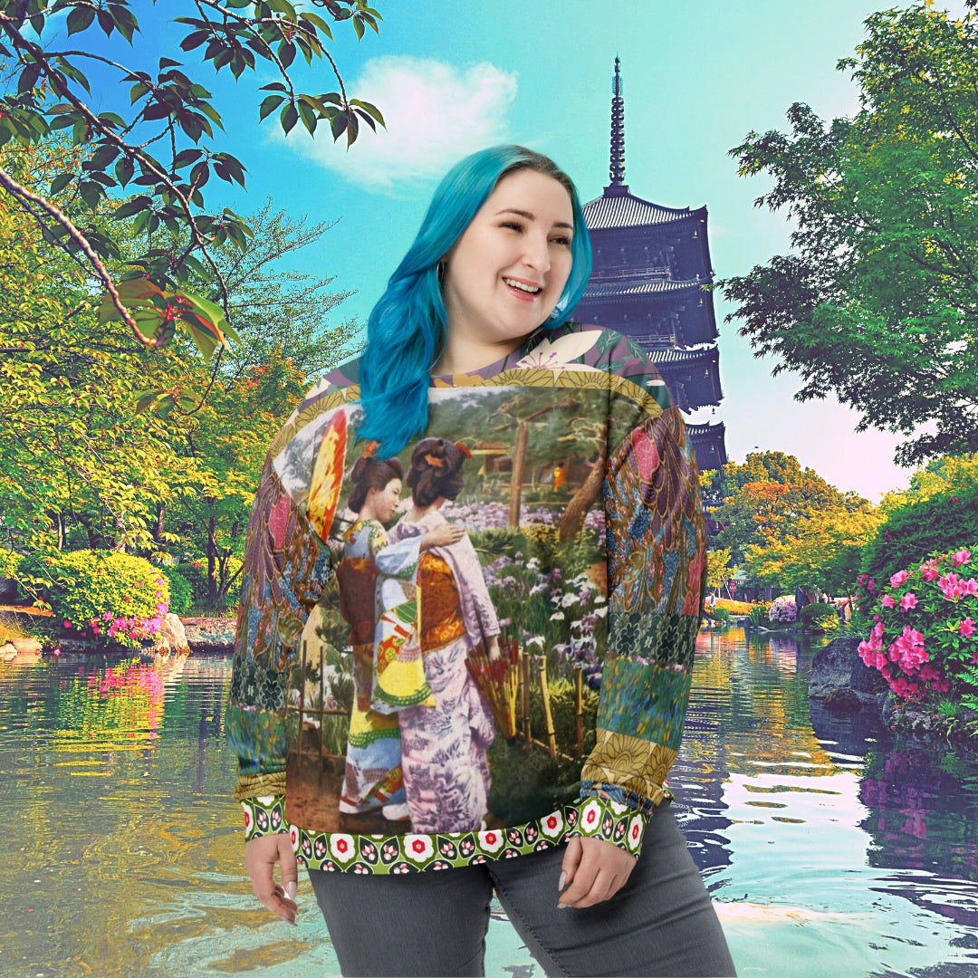 Kyoto Garden Green Batiq Unisex Sweatshirt