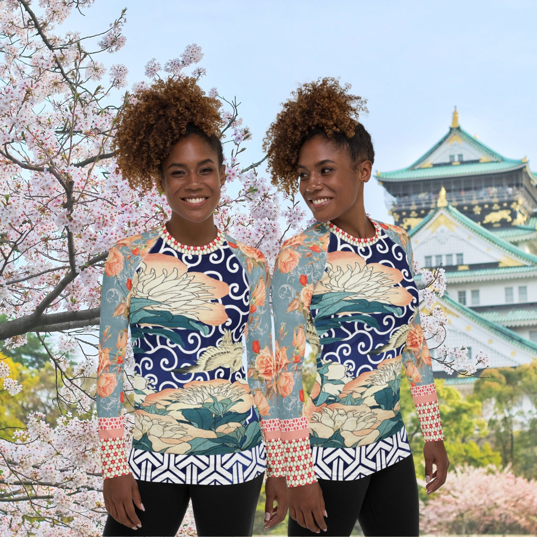 Little Canary Japanese Floral Rash Guard
