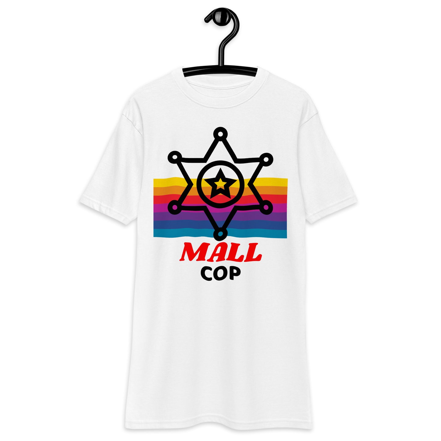 Camiseta pesada con insignia de policía del centro comercial