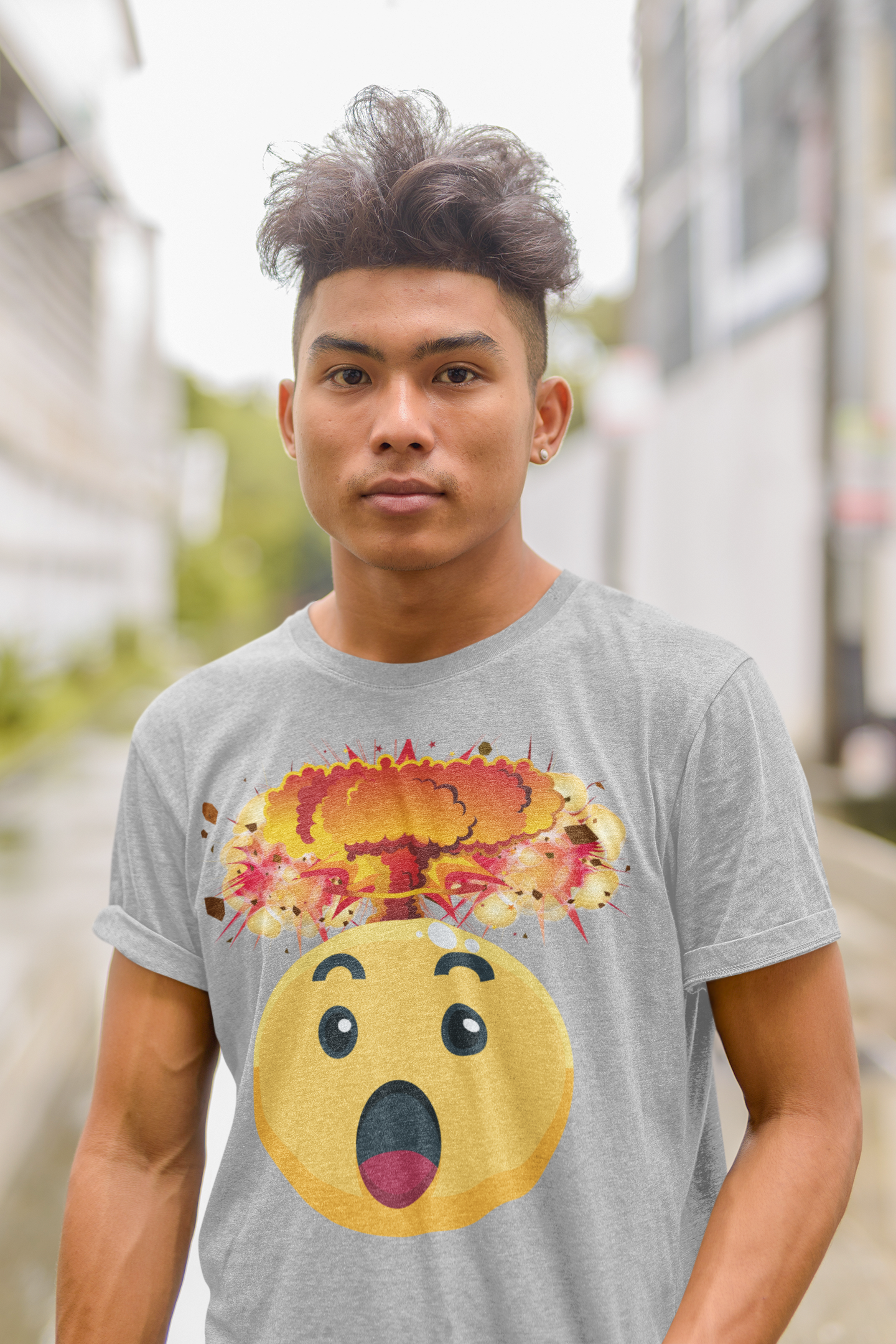 Atomic Mind Blown Emoji Short Sleeve Unisex Softstyle Tee