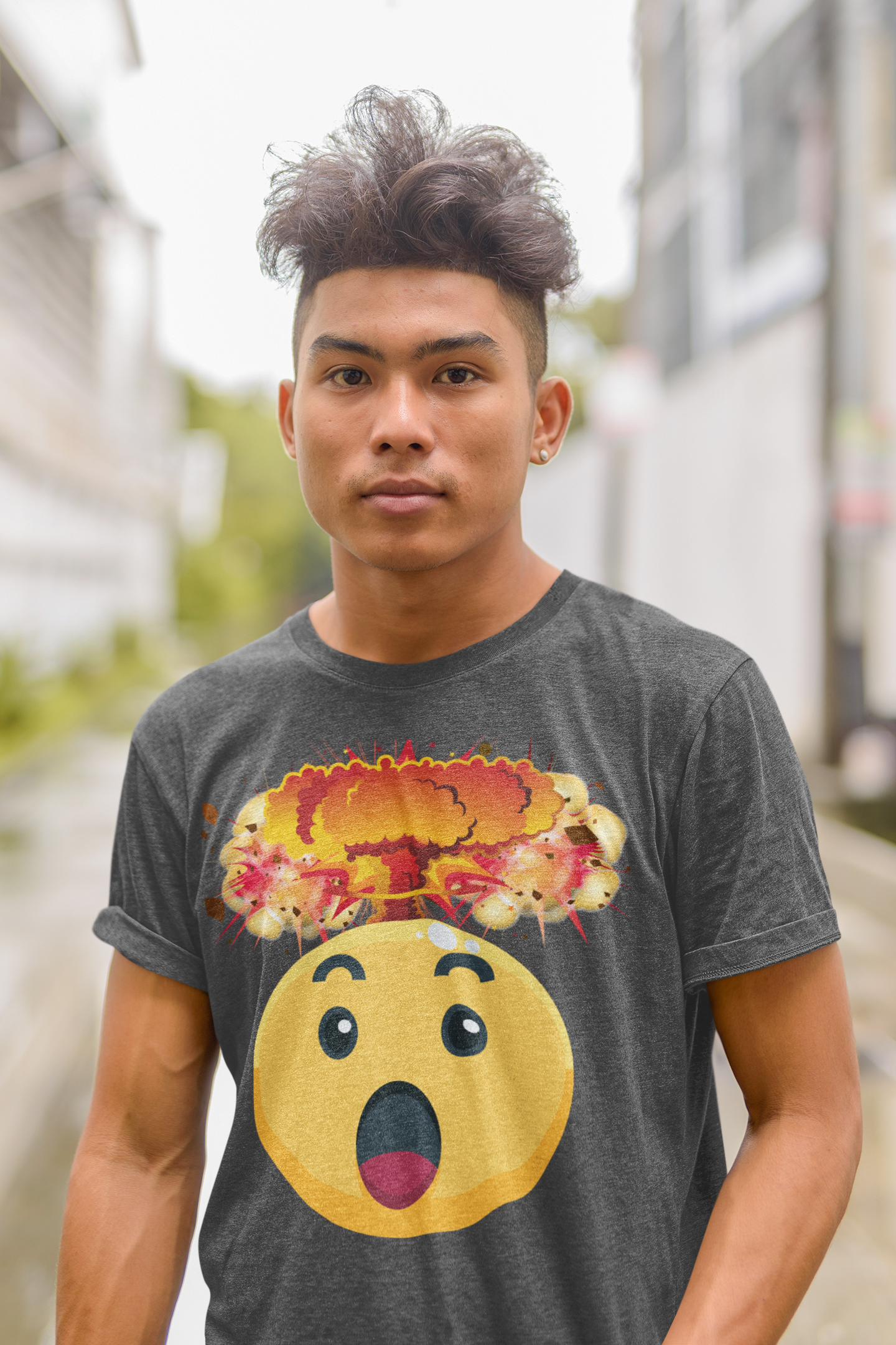 Atomic Mind Blown Emoji Short Sleeve Unisex Softstyle Tee