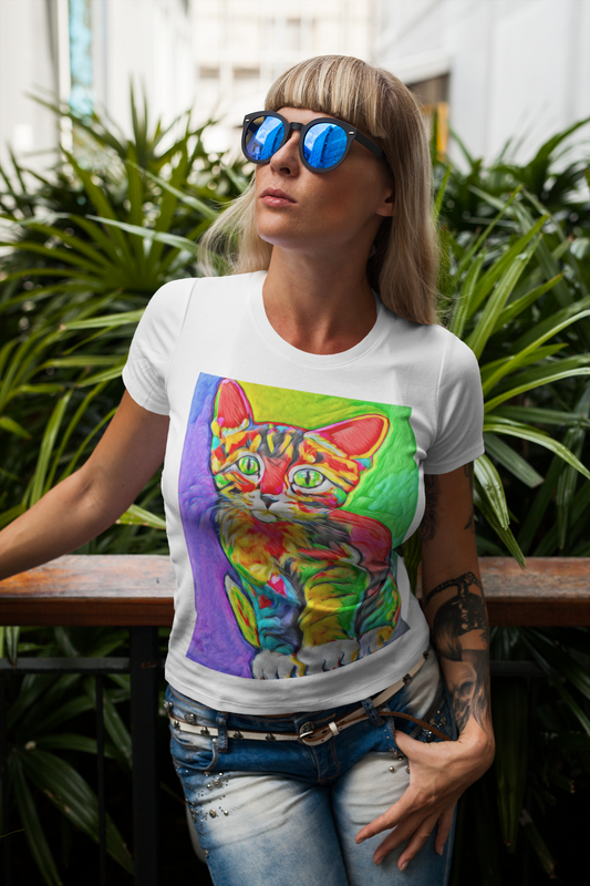 Rave Kitty Pop Art Camiseta unisex de estilo suave