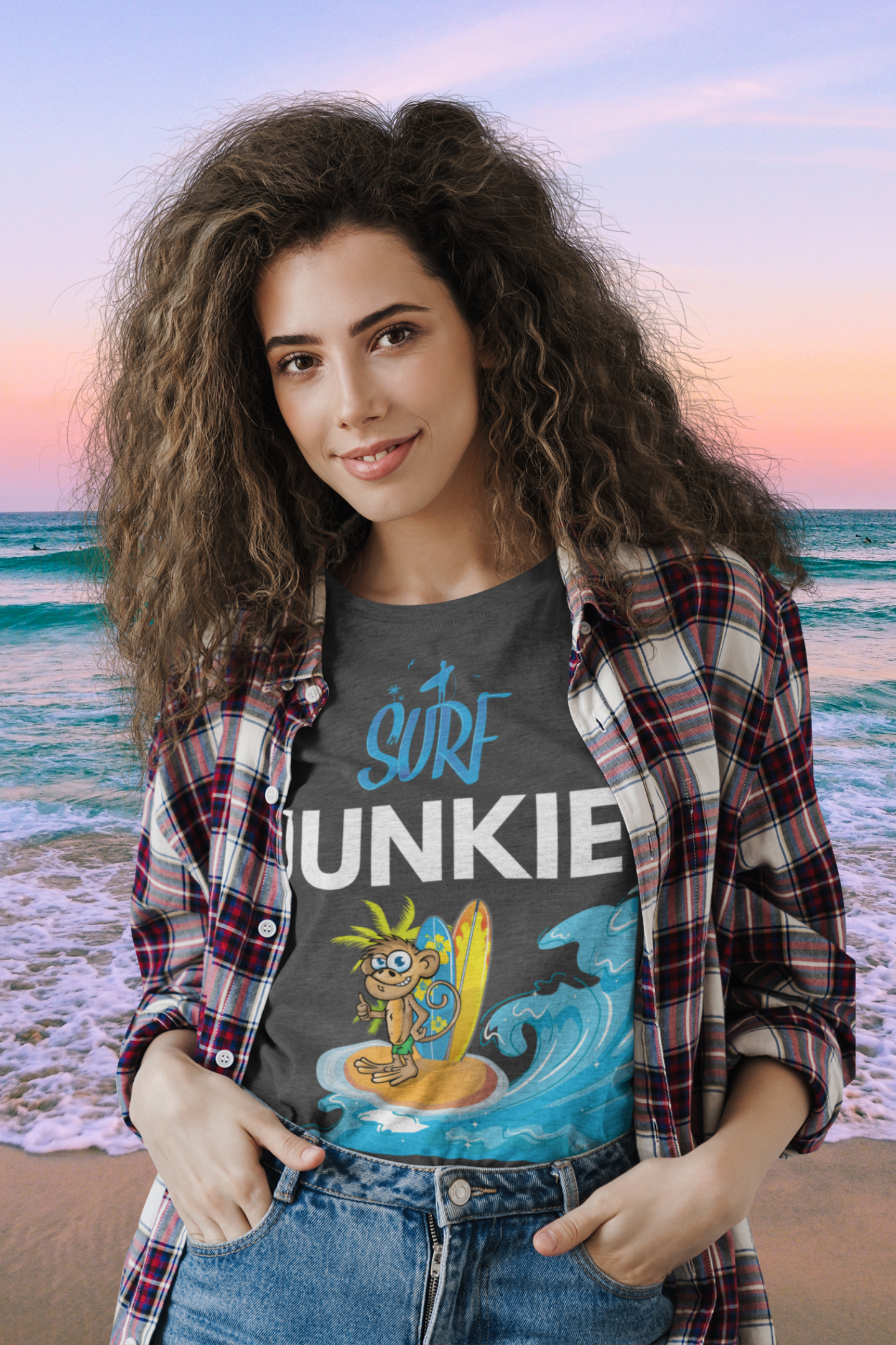 Surf Junkie Monkey Short Sleeve Unisex Softstyle Tee