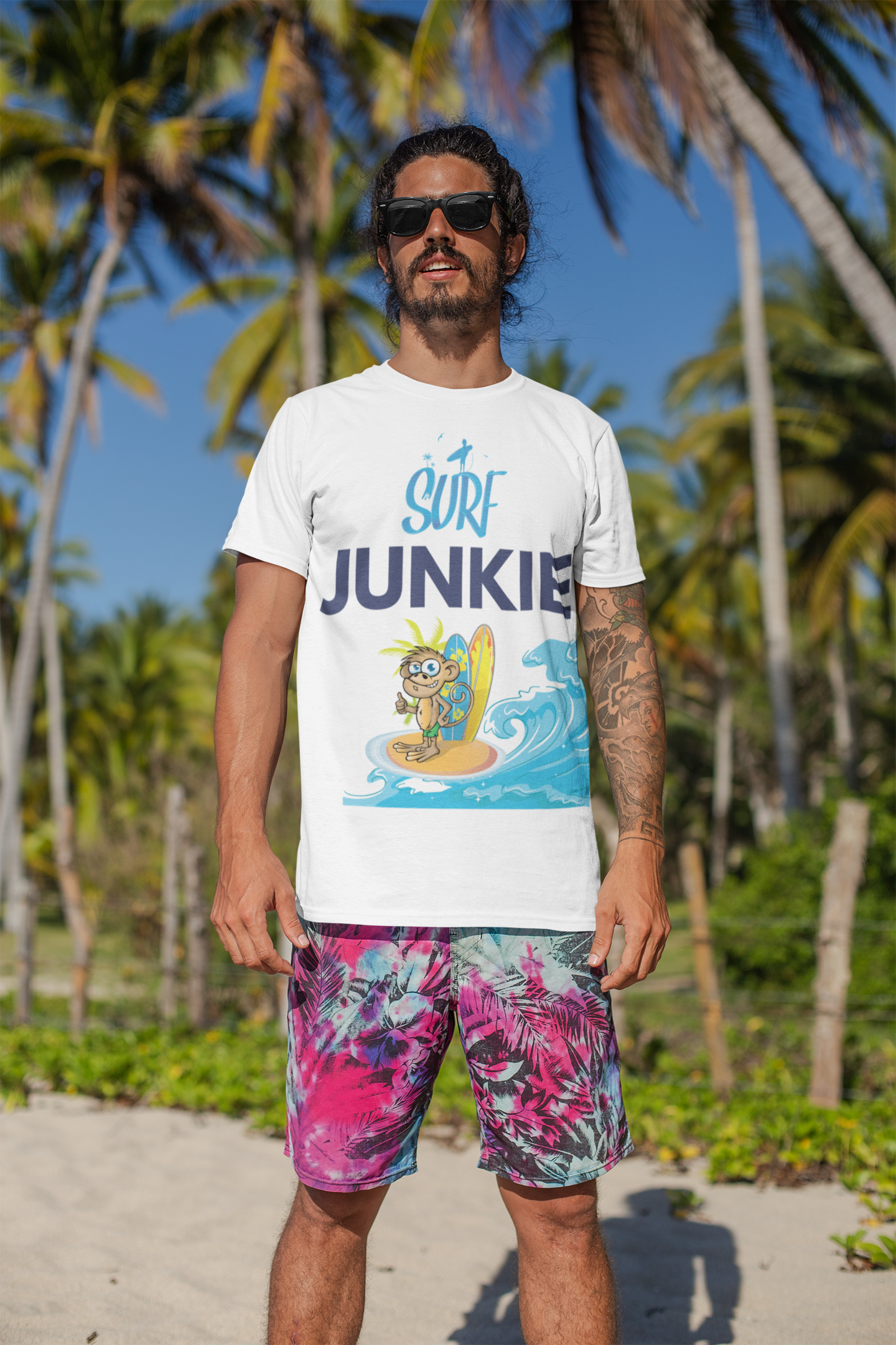 Surf Junkie Monkey Short Sleeve Unisex Softstyle Tee