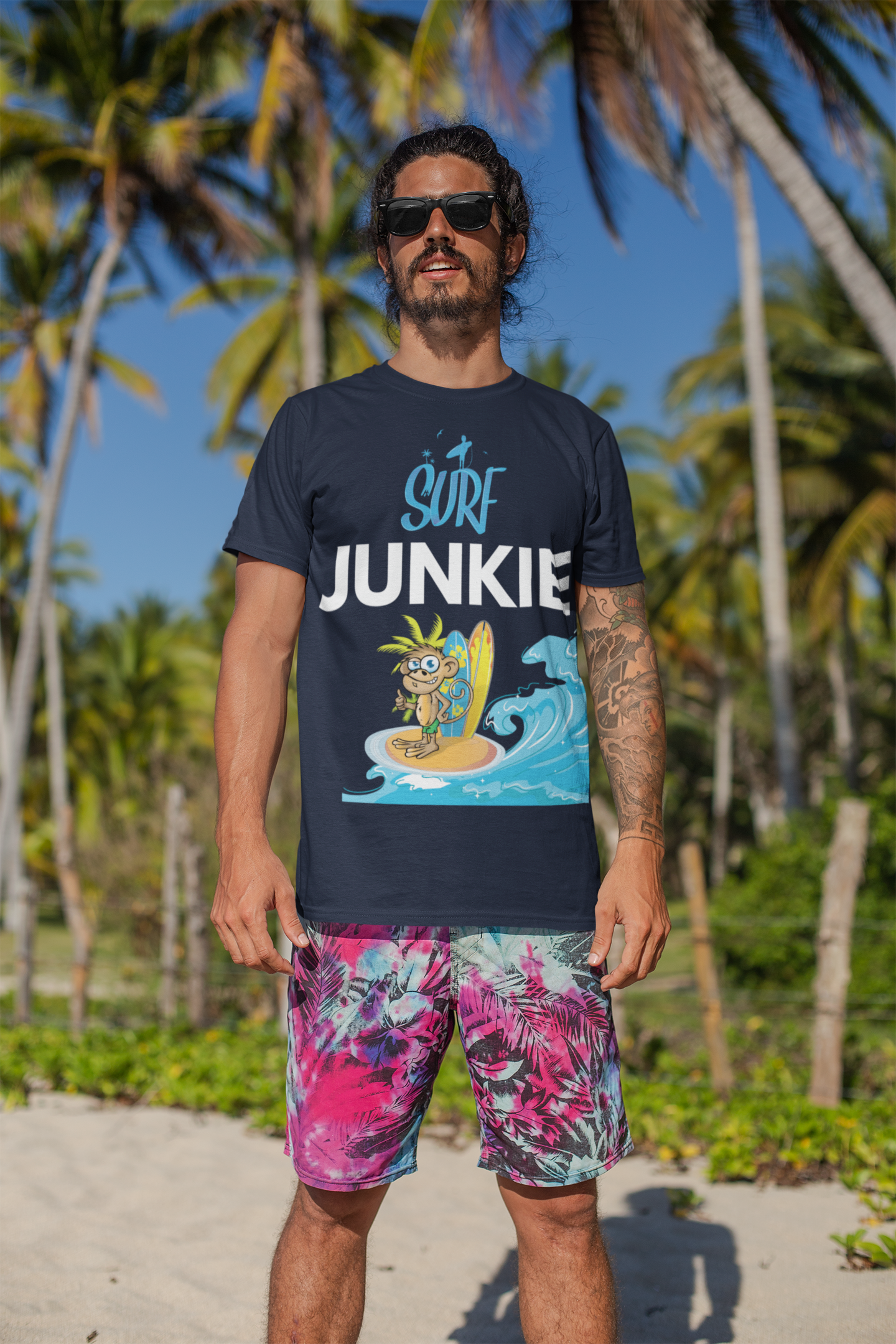 Surf Junkie Monkey Short Sleeve Unisex Softstyle Tee