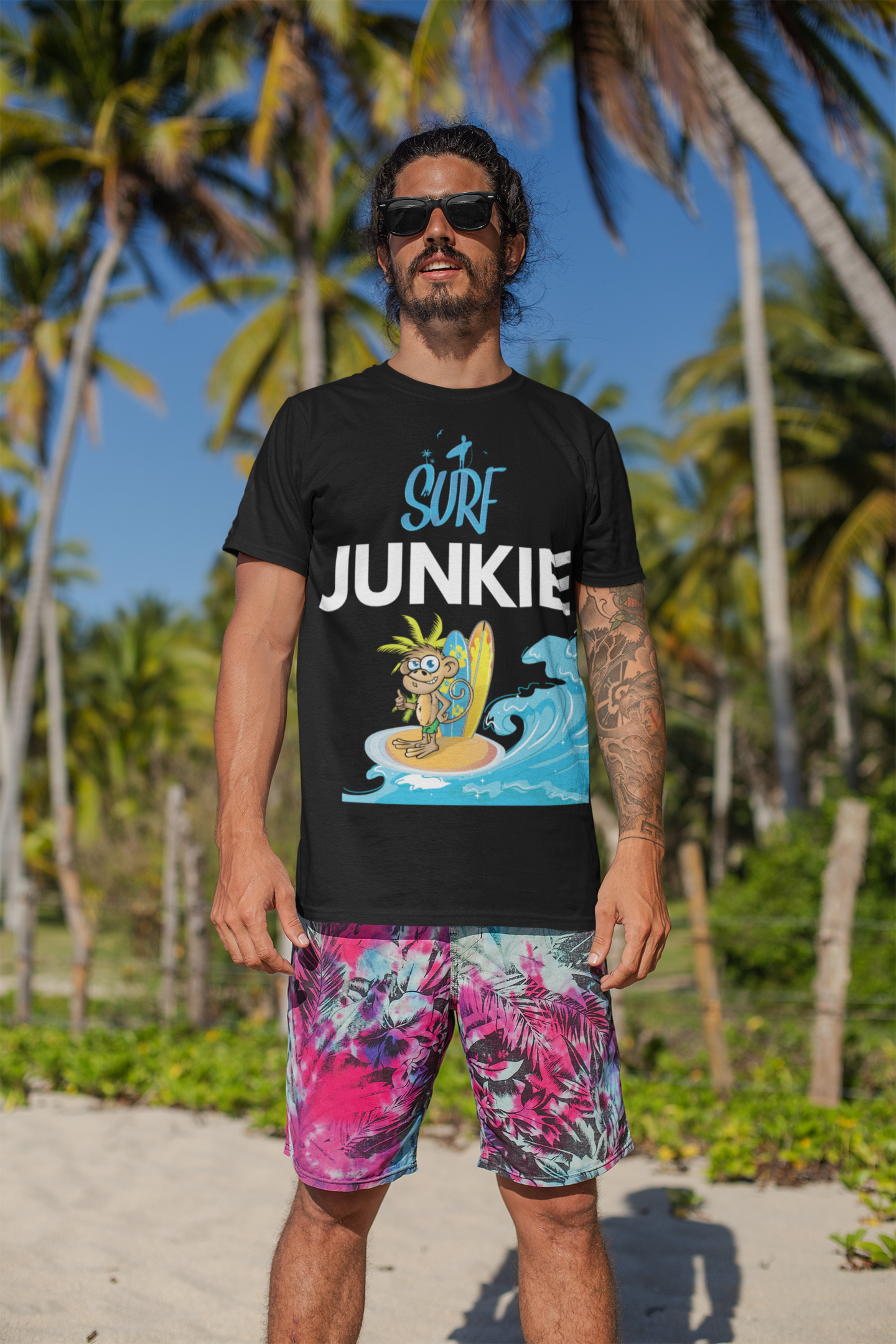 Surf Junkie Monkey Short Sleeve Unisex Softstyle Tee