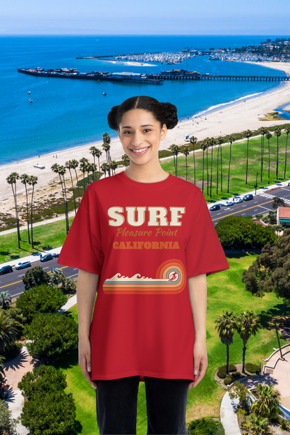 Surf Pleasure Point Vintage Rainbow Stripe Unisex Heavyweight Tee