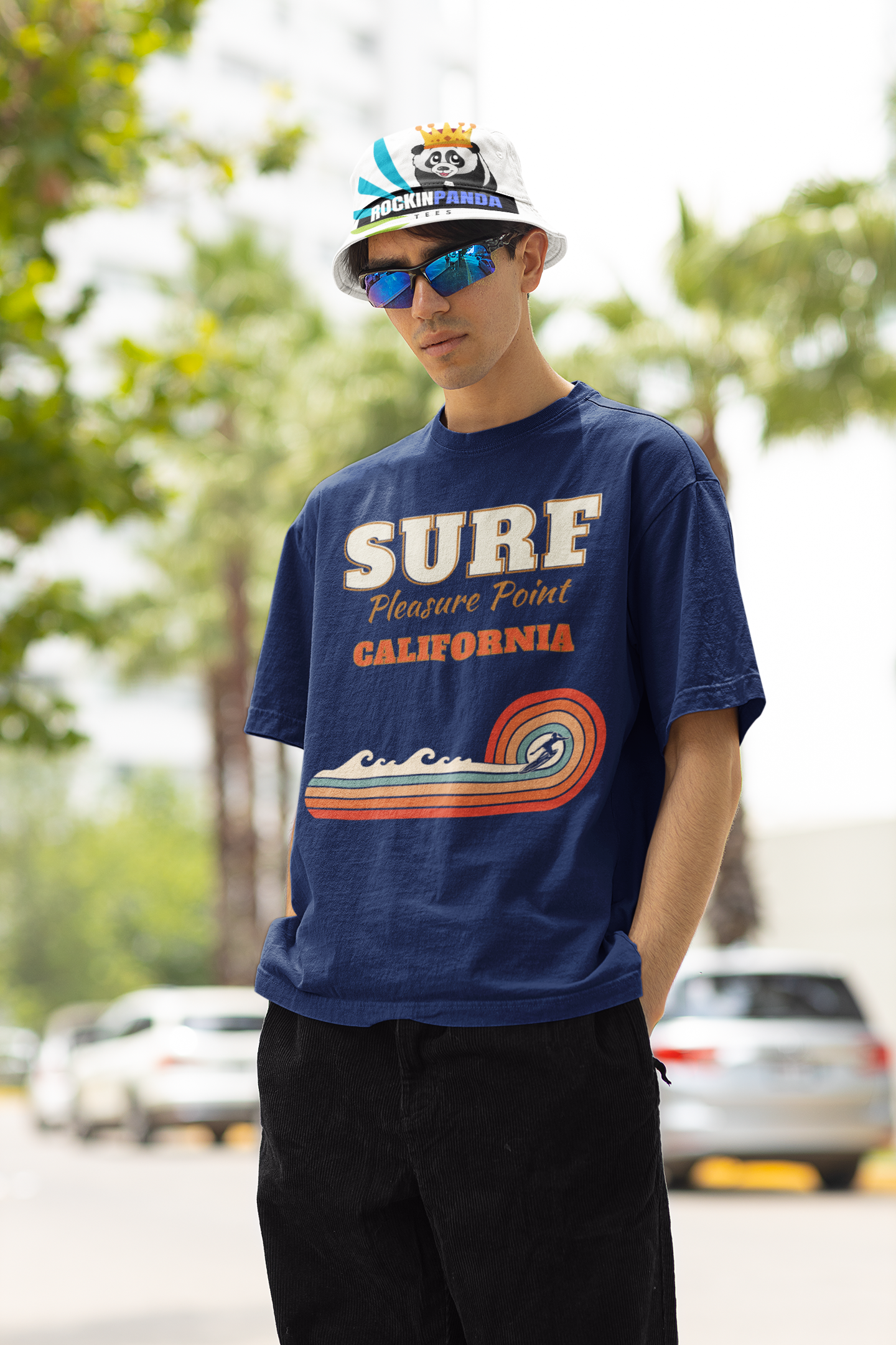 Surf Pleasure Point Vintage Rainbow Stripe Heavyweight Tee