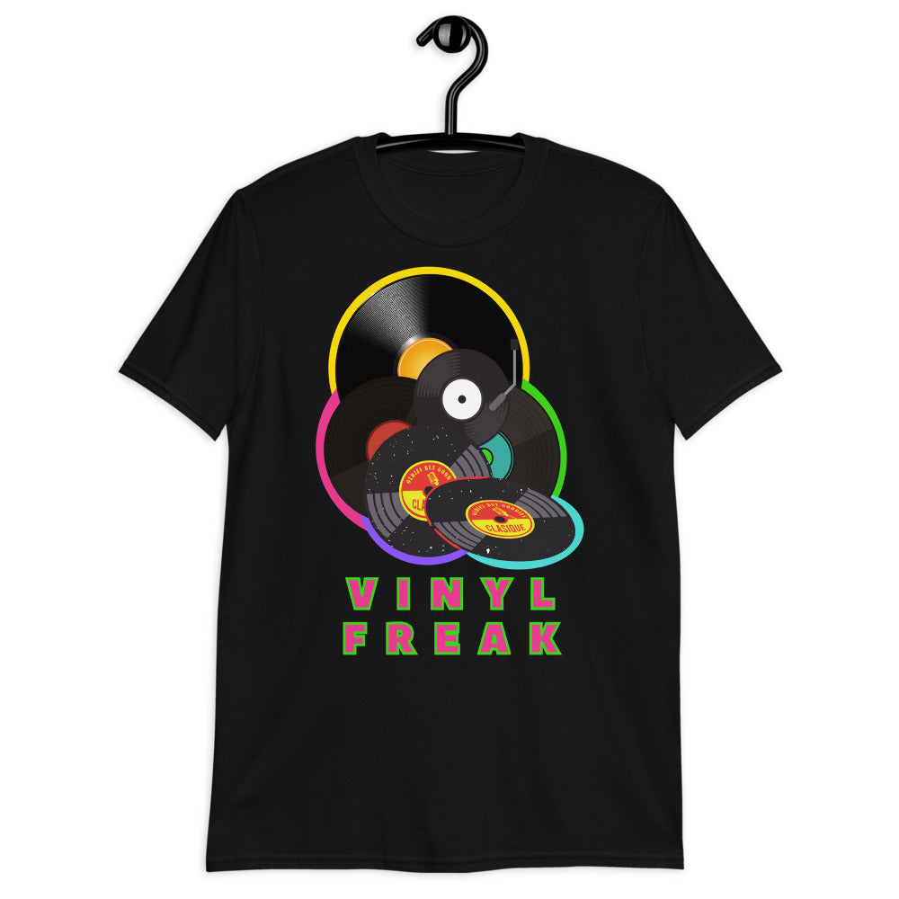 Vinyl Freak Old School Records camiseta unisex de manga corta Softstyle