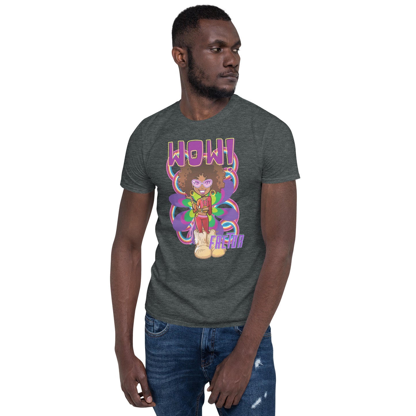 Wow Factor Groovy Black Girl in Boots Short-Sleeve Unisex Softstyle Tee