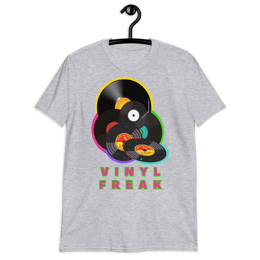 Vinyl Freak Old School Records camiseta unisex de manga corta Softstyle