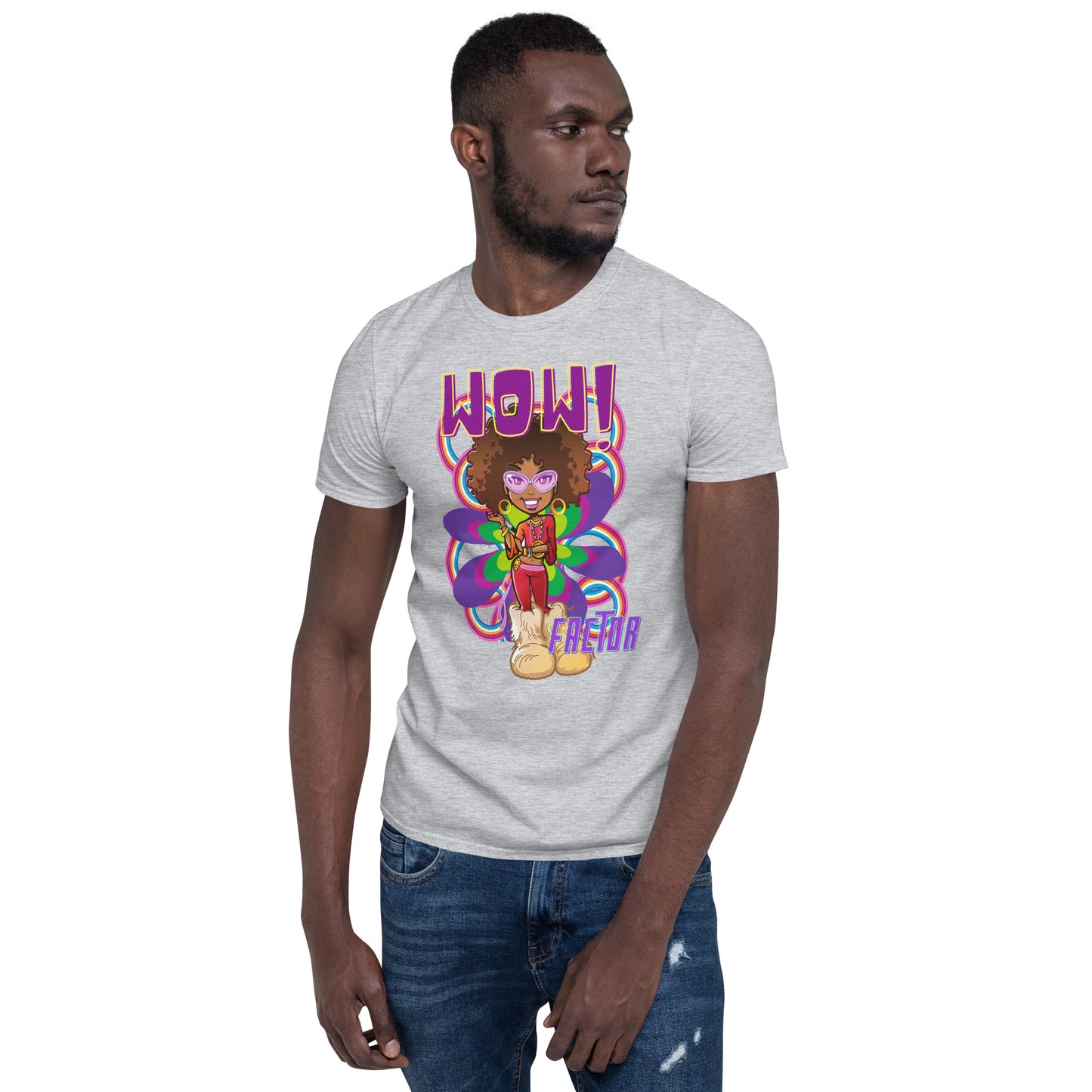 Wow Factor Groovy Black Girl in Boots Short-Sleeve Unisex Softstyle Tee