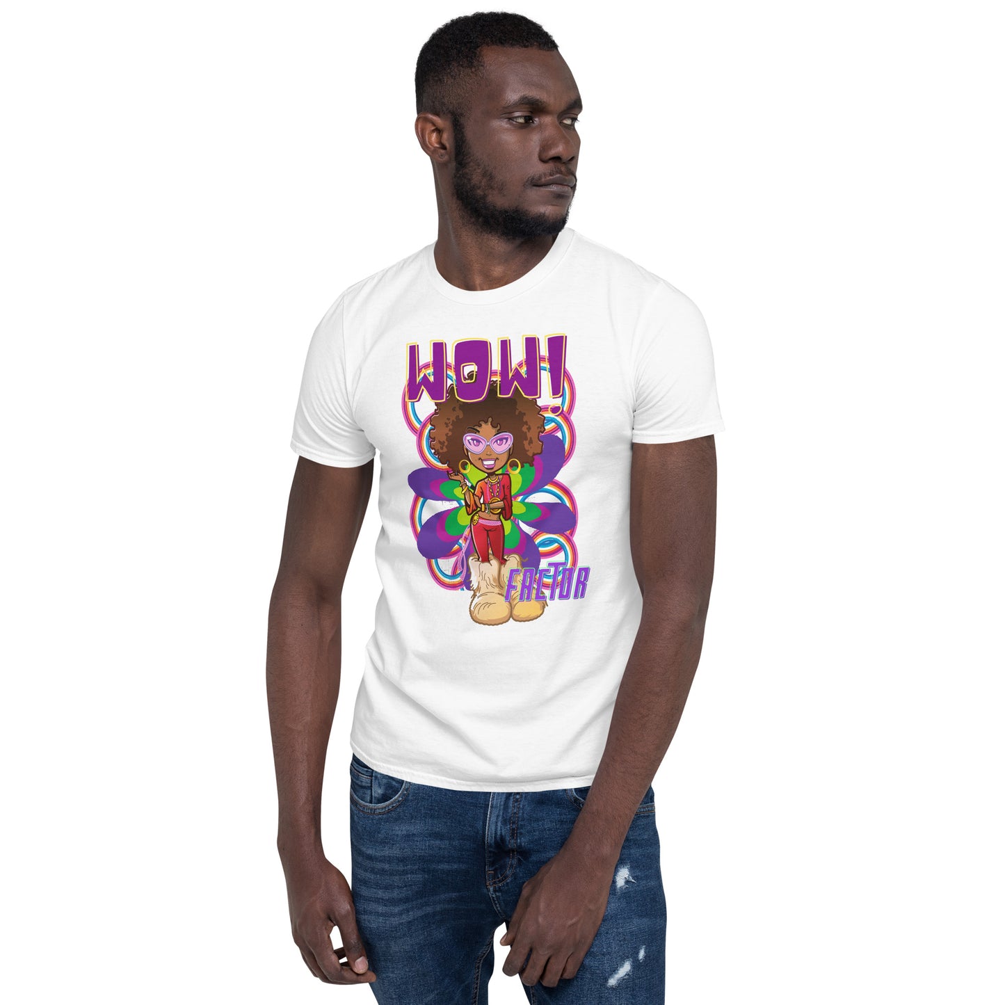 Wow Factor Groovy Black Girl in Boots Short-Sleeve Unisex Softstyle Tee