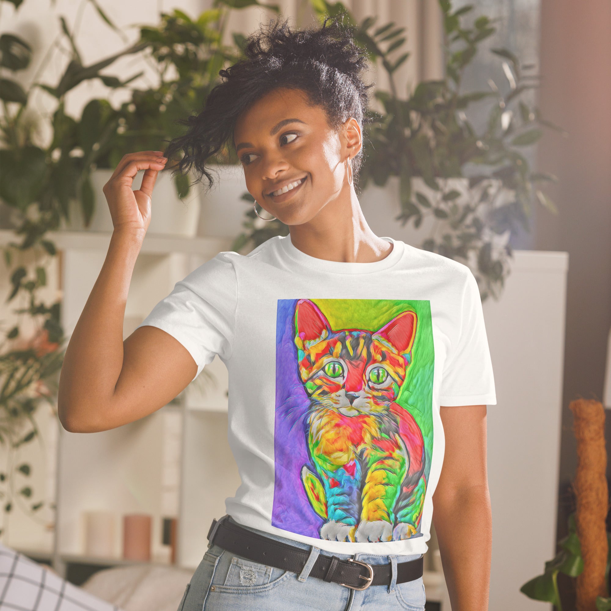 Rave Kitty Pop Art Camiseta unisex de estilo suave