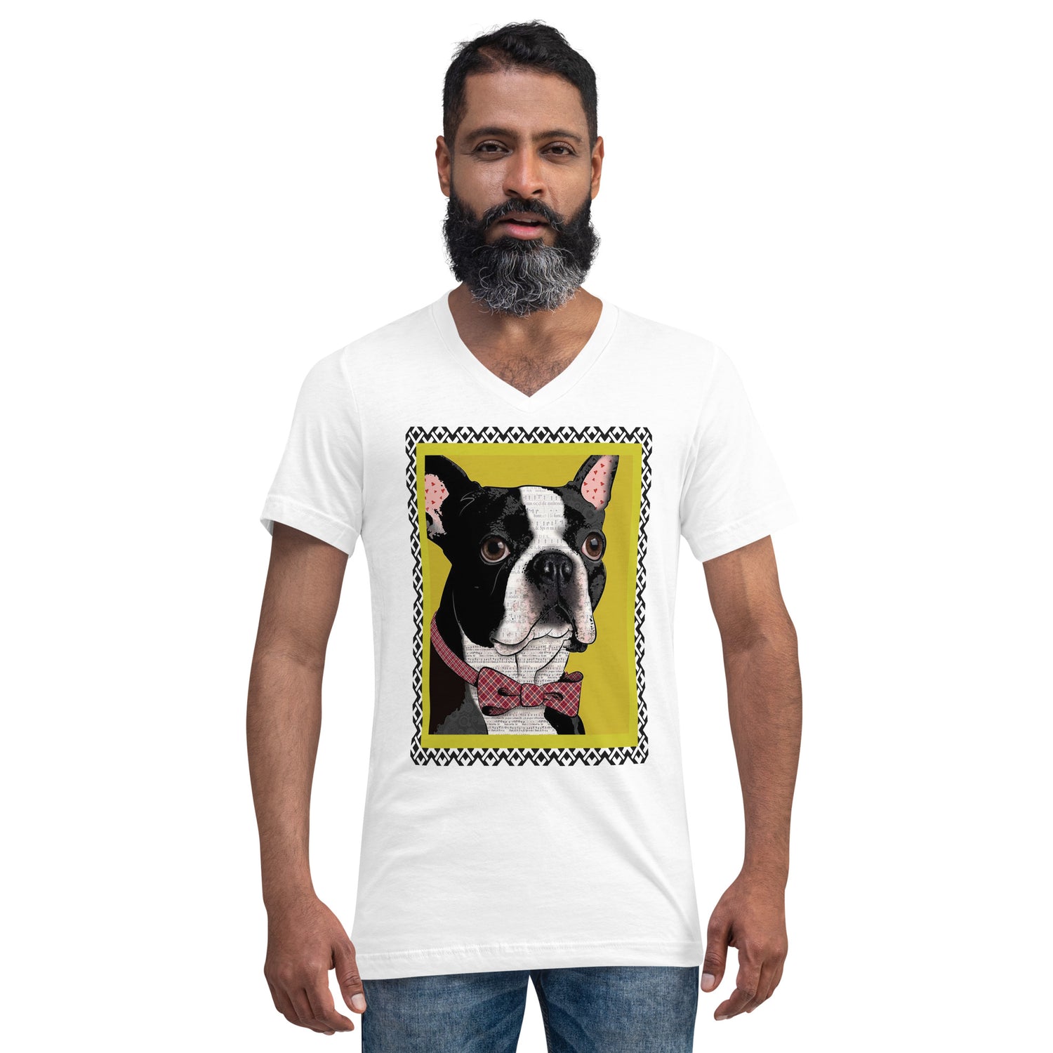 Professor Dog Pop Art V-Neck Unisex Softstyle Tee