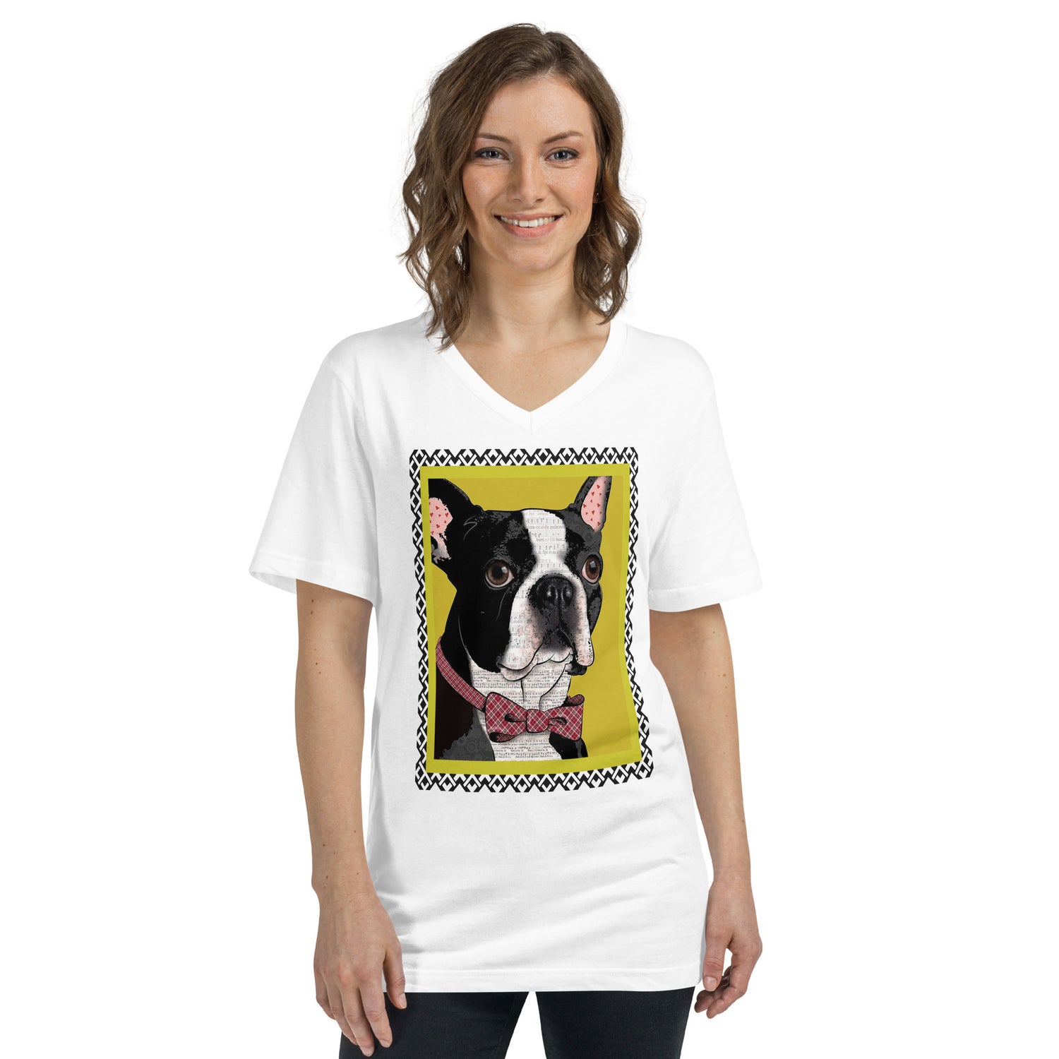 Profesor Perro Pop Art V-cuello unisex Softstyle Tee