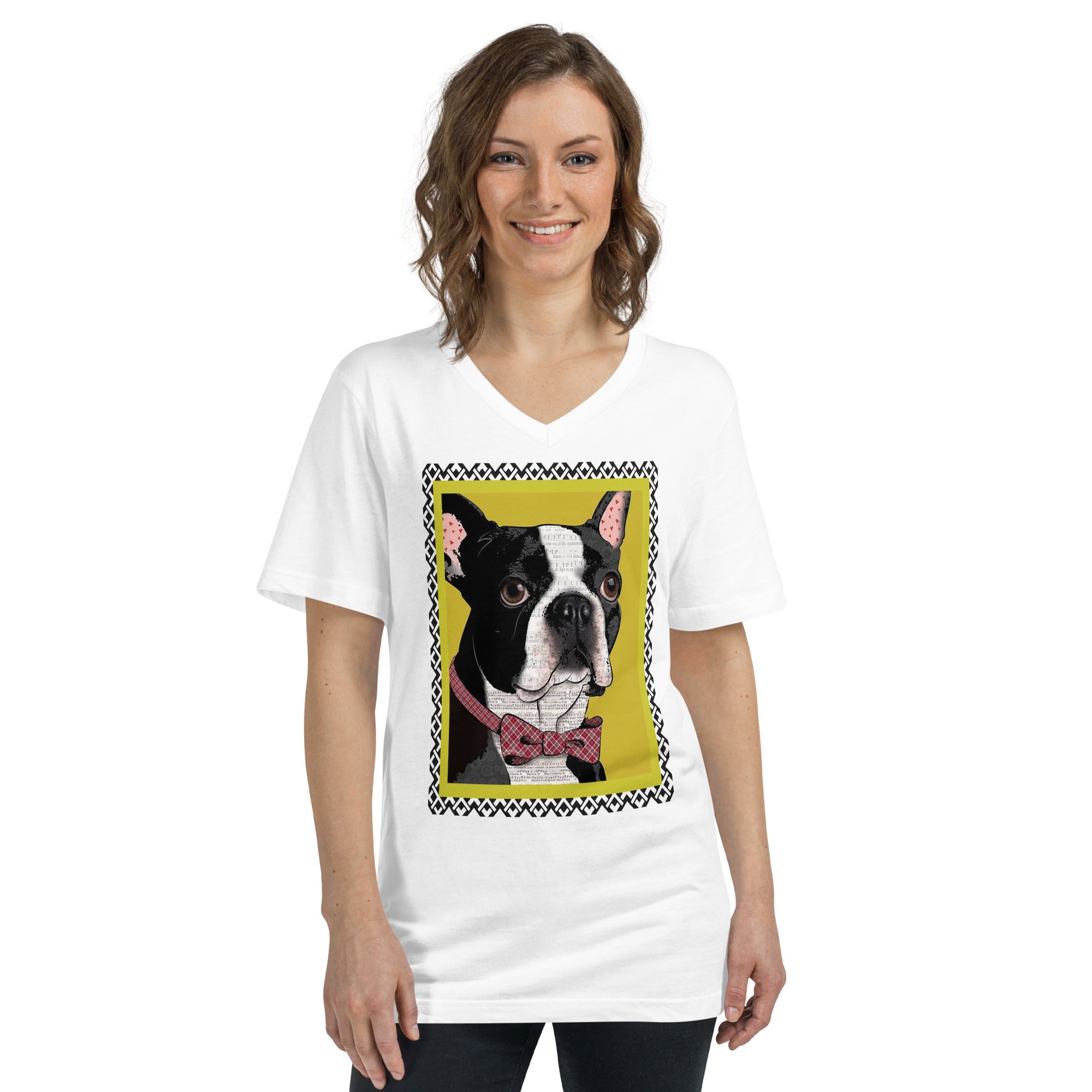 Profesor Perro Pop Art V-cuello unisex Softstyle Tee