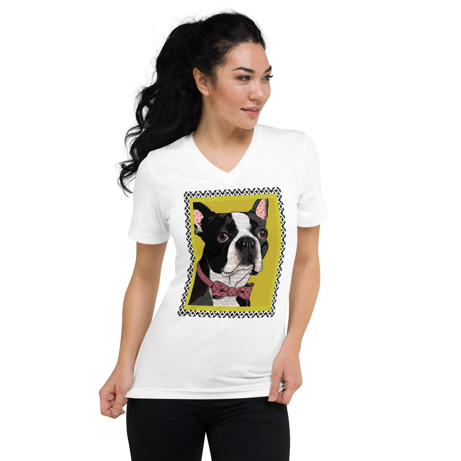 Professor Dog Pop Art V-Neck Unisex Softstyle Tee