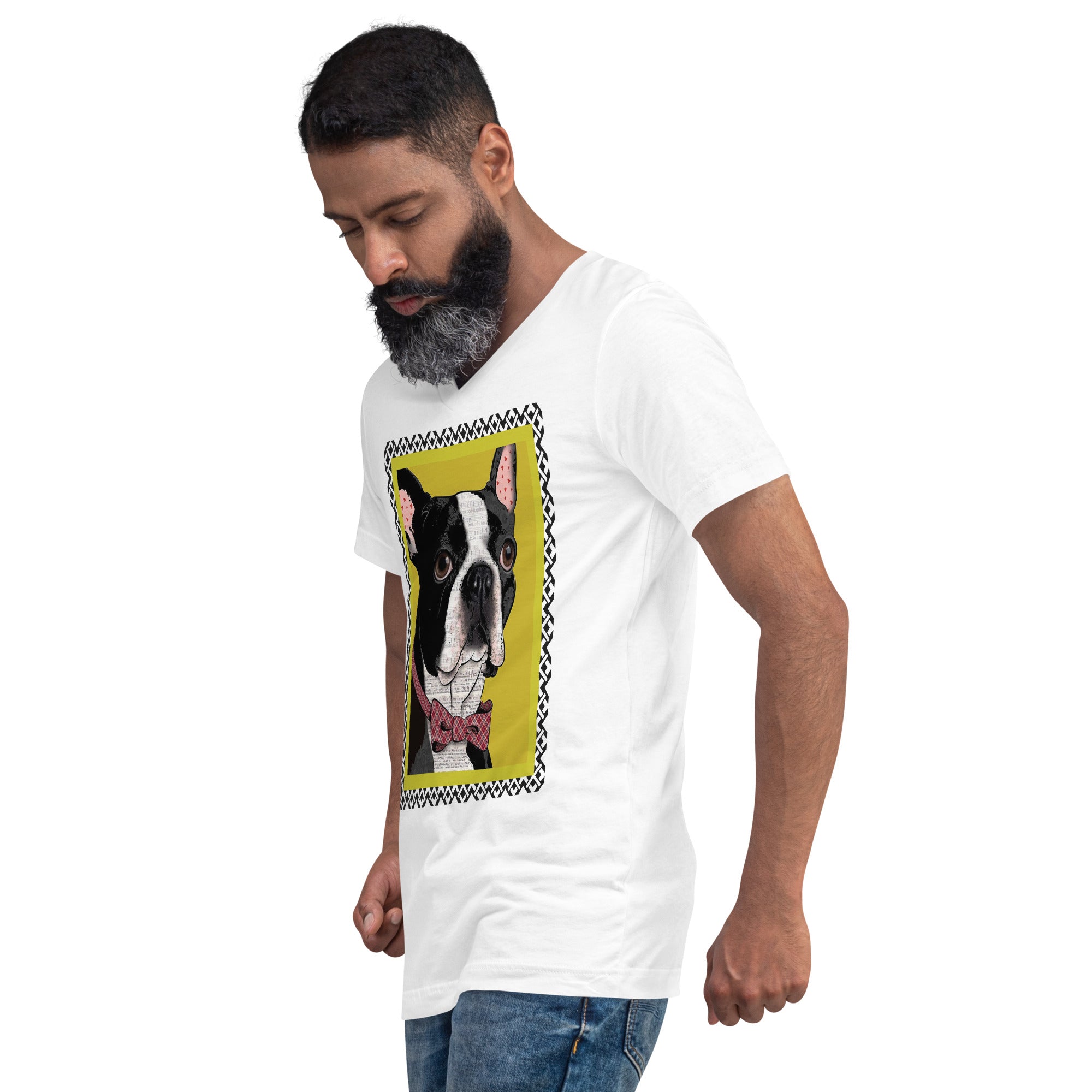 Professor Dog Pop Art V-Neck Unisex Softstyle Tee