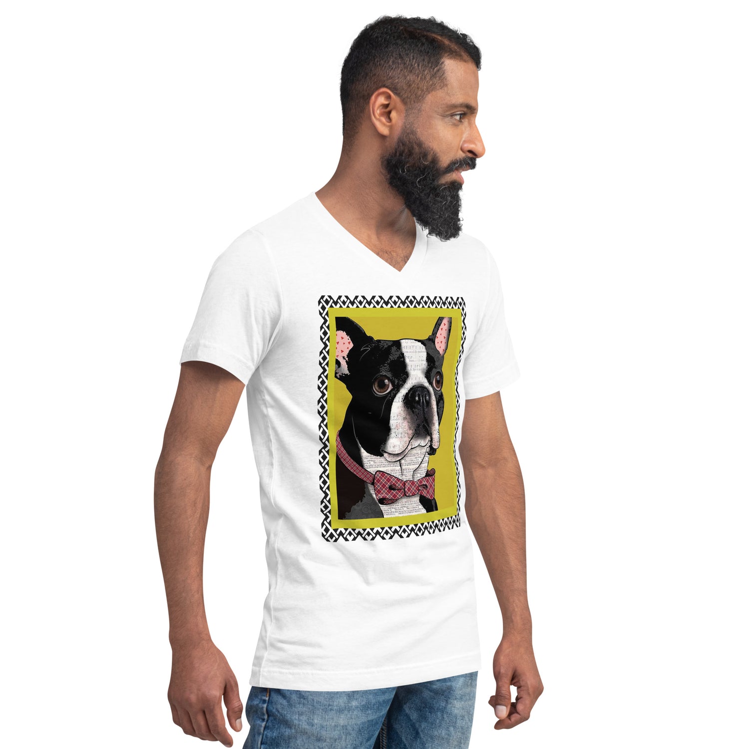 Professor Dog Pop Art V-Neck Unisex Softstyle Tee